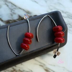 COPY - Elegant Red Beaded Earrings